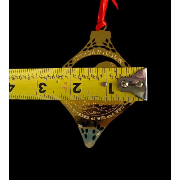 Choctaw Nation 2018 WW1 WW2 Code Talkers Holiday Christmas Ornament Brass Gold - Picture 4 of 6